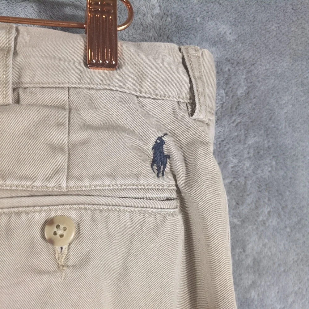 Polo Ralph Lauren Ethan Pant Mens 36x30 Khaki Pleated Chino Trousers Beige